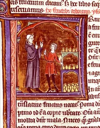 Cómo almacenar peras. Miniatura del manuscrito 