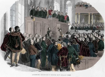 Revolución húngara de 1848: primera reunión de la Asamblea Nacional en Hungría el 5 de julio de 1848. Grabado en «Hungría histórica» de J. Boldenyi, París 1853