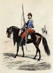 Cazador de África a caballo, regimiento formado en 1831 y presente en Argelia en 1832, en “L