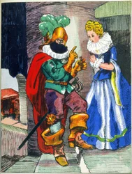 Ilustración para Cuentos de Barba Azul de Perrault, principios del siglo XX (grabado)