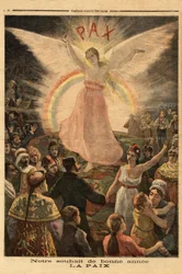 Ilustración para los saludos de Año Nuevo 1894, paz para todas las naciones. Grabado en "Le petit journal" 1/01/1894. Colección Selva