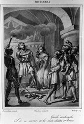 Ilustración para la última escena del Acto V de “Ricciarda” del poeta y dramaturgo italiano Ugo Foscolo (1778-1827) siglo XIX
