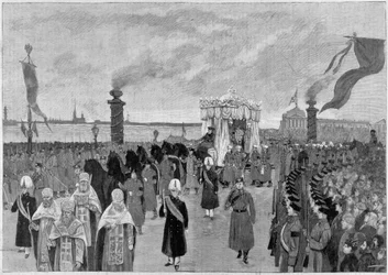 Ilustración del funeral del zar Alejandro III en 1894