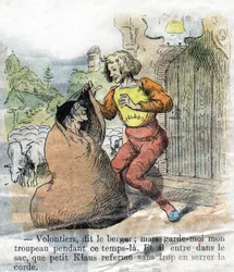 Ilustración de finales del siglo XIX para el cuento de Hans Christian Andersen (1805-1875) "El Gran Claus y el Pequeño Claus". Colección privada.