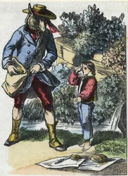 Ilustración del cuento "Buena Mamá Oveja". En "Cuentos del hogar para los pequeños". Grabado anónimo del siglo XIX