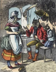Ilustración del cuento “Buena Mamá Oveja”. En “Cuentos del hogar para los pequeños”. Grabado anónimo del siglo XIX