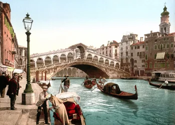 Ilustración que representa el Gran Canal en Venecia. Foto cromo de finales del siglo XIX.