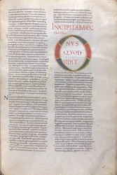 Incipit Habacuc Profeta. Incipit del Libro del Profeta Habacuc, siglo XI (miniatura, manuscrito membranoso)