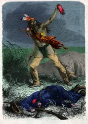 Indio escalpa a un soldado