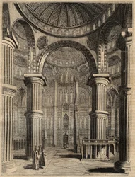 Interior de la Mezquita Azul, Estambul, Turquía - 1838 - grabado