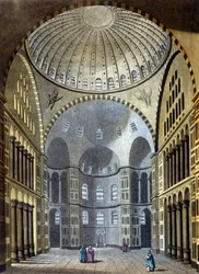 Interior de la Mezquita de Santa Sofía en Constantinopla - en 