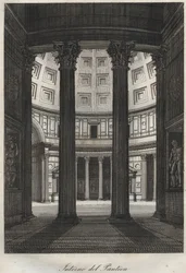 Interior del Panteón, Roma - grabado de «Usi e Costumi di Tutti i Popoli dell