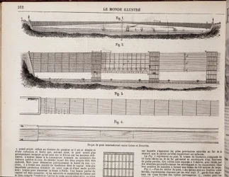 Proyecto internacional de un puente sobre el canal de la Mancha entre Calais y Dover - en «The Illustrated World» del 16/11/1867