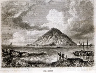 Isla de Stromboli en el siglo XIX.