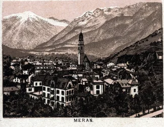 Tirol italiano: vista de la ciudad de Merano. en "El mundo ilustrado 168 vistas" Sin fecha (finales del siglo XIX)