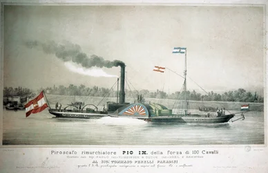 Remolcador de vapor italiano Pío IX (impresión del siglo XIX)