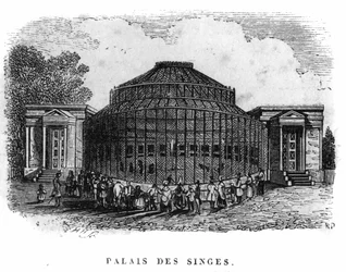 Jardin des Plantes en París en 1861: palacio de los monos.