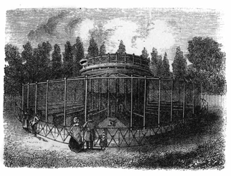 Jardín de las Plantas en París en 1861: faisanería.