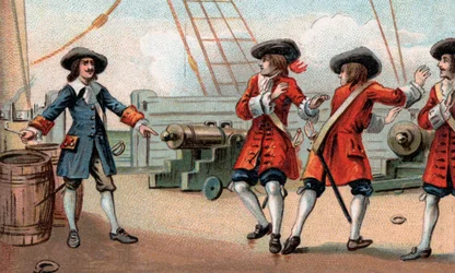 Jean Bart (1650-1702), comandante naval y corsario francés, amenazando con volar su barco