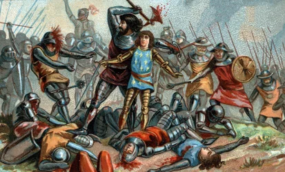 Juan II el Bueno y su hijo Felipe el Audaz en la Batalla de Poitiers en 1356.
