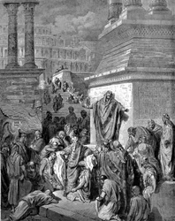 Jonás exhorta a los habitantes de Nínive a la penitencia