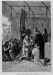 El rey Juan comunicándose antes de la batalla (Poitiers?)