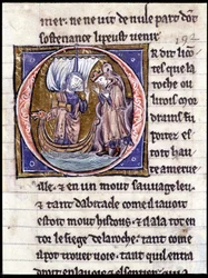 Rey Modreius. Manuscrito: Conquista del Santo Grial, escrito 717 años después de la pasión de nuestro señor. Biblioteca municipal de Rennes, ms. 255 (Colección de novelas de la Mesa Redonda); París