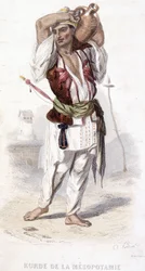 Kurdo de Mesopotamia llevando una ánfora. Alrededor de 1810-1860