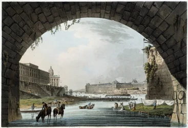 La Monnaie, 4 naciones en París vistas por J. C. Mats, publicado por W. Miller en Londres, 1806