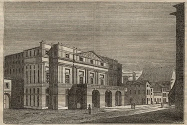 La Scala en Milán - Vista del teatro de La Scala en Milán, Italia - 1837