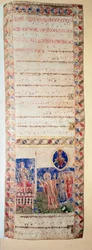 La bendición de la fuente (Ms.724/2-Carta2) Manuscrito iluminado del siglo XII