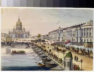 Catedral de San Isaac y Plaza del Senado en San Petersburgo (Álbum de Marie Taglioni