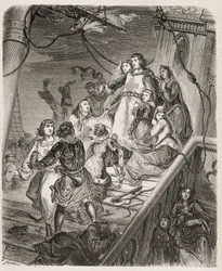La galera de San Luis - en “Historia de Papas, Reyes, Reinas, Emperadores, a través de los siglos” por Maurice Lachatre 1857