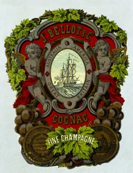 Etiqueta de "Bellot Cognac - Fine Champagne", s.d. siglo XIX