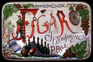 Etiqueta de Figaro Champagne Perle. s.d. siglo XIX