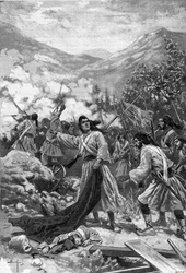 Laskarina Bouboulina, heroína de la guerra de independencia griega - Representación de la heroína de la independencia griega Bubulina (Bouboulina) Laskarina (1771-1825), grabado de 1897 en «Journal des voyages»