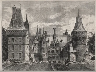 El castillo de Maintenon, Eure y Loir, Centro, Francia - grabado del siglo XIX