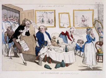 El goloso (comida de Luis XVI y María Antonieta durante la huida a Varennes) - en "Museo de la caricatura"