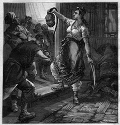 El pirata de Tonkin - ilustración para la novela de Pierre Mael (Charles Causse y Charles Vincent) grabado en “journal des voyages” 1884