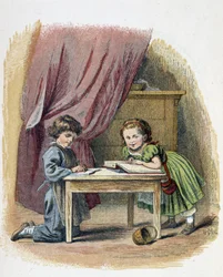 Lectura de los niños - en “Les jeux des enfants”, ed. Londres, George Routledge and sons, finales del siglo XIX