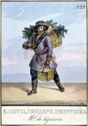 Comerciante de legumbres en Rusia en el siglo XIX.
