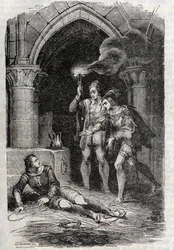 Leon (Leone) libera a Roger (Ruggero, Ruggiero) - grabado de 1851 de 