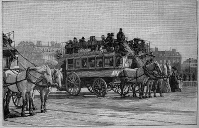 Los ómnibus de París en el siglo XIX: el ómnibus moderno - grabado de 1892