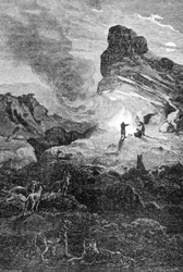 Vida en el Paleolítico. Grabado del siglo XIX