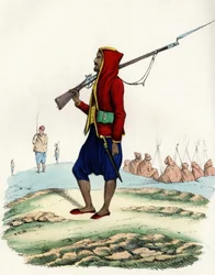 Infantería ligera del Emir Abd-el-Kader, resistencia del ejército francés de África durante la expedición de Argel en 1830. En “Storia d