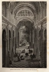 El interior de la catedral de Siena, grabado para ilustrar un viaje a Siena en 1865, en 