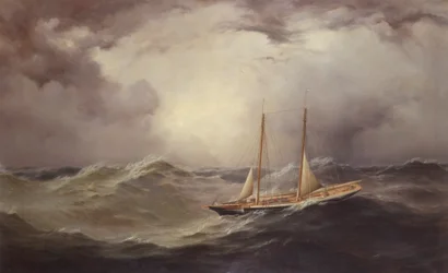 Livonia después de perder el bauprés en medio del Atlántico, 1871