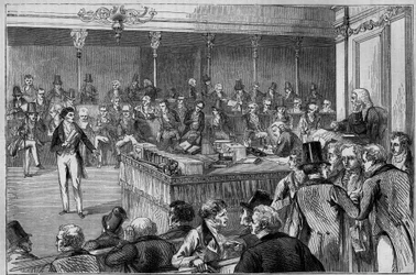 Lord John Russell (1792-1878) presentando el Proyecto de Reforma (Reform Act) en la Cámara de los Lores 1832 (grabado)