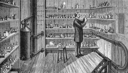 Louis Pasteur (1822-1895), químico y biólogo francés, en 1883 en la École Normale de París