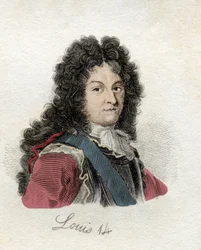 Luis XIV (Luis Dieudonné 1638-1715) rey de Francia y Navarra. Del libro Diccionario Histórico de Crabb publicado en 1825